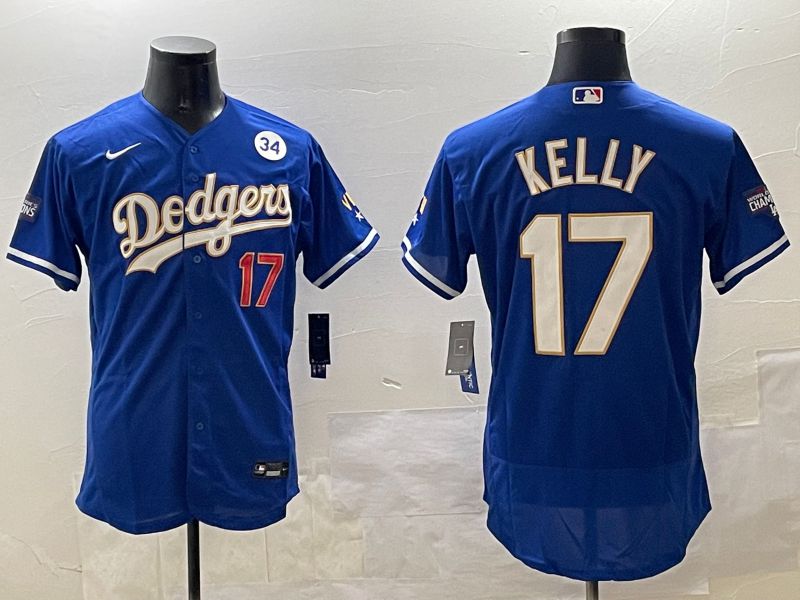 Men Los Angeles Dodgers 17 Kelly Blue Gold Elite 2025 Nike MLB Jersey style 9